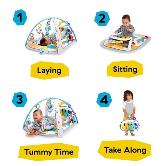 Baby Einstein 4-in-1 Kickin' Tunes Music and Language Play Gym and Piano Tummy - Picture 4 of 14